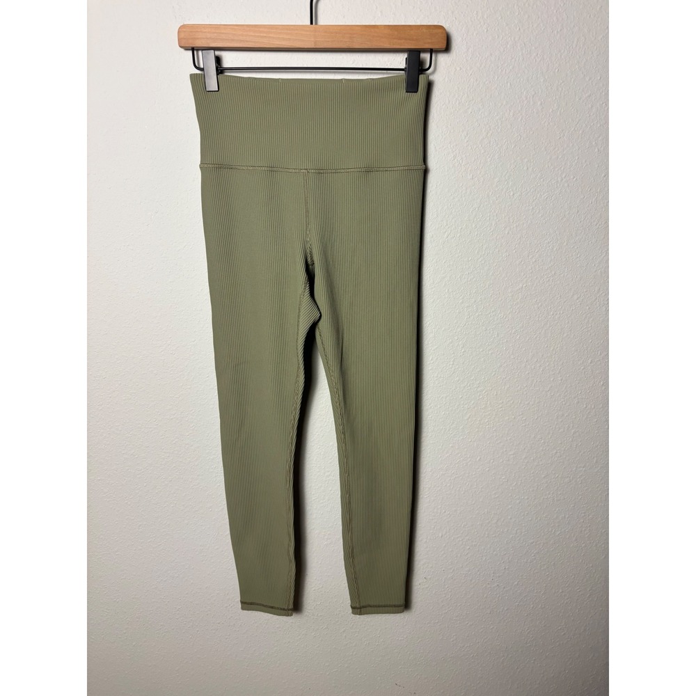Athleta Elation Rib Tight Sage Green High Waisted Ribbed Leggings Womens S